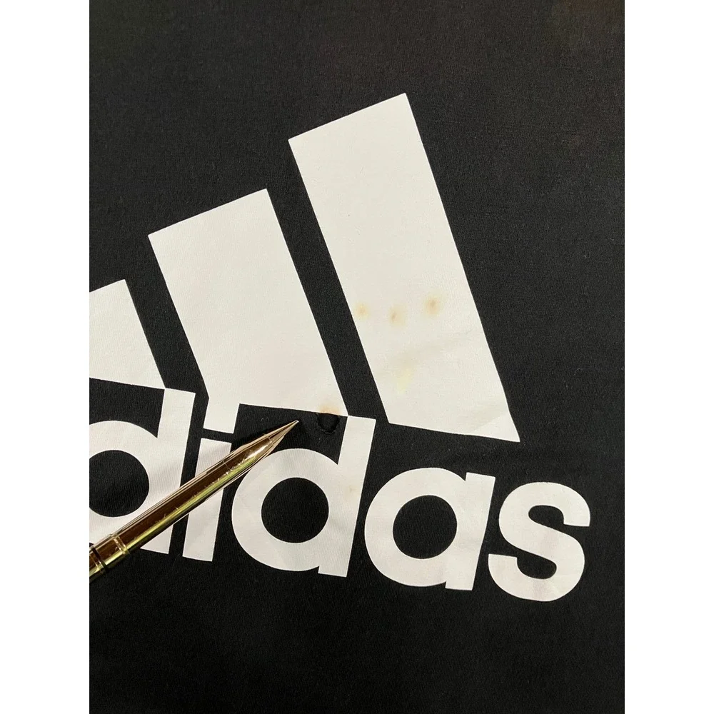 Adidas L/S Shirt Men XL Black Graphic Badge of Sport Logo Tee Baggy Thrashed